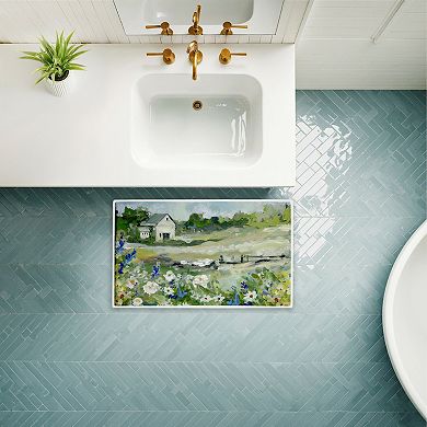 Stupell Home Decor Barn With White Flowers Bath Mat