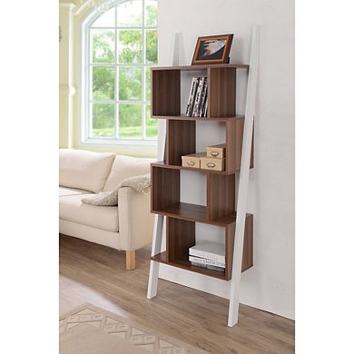 ENITIAL STAR Lili Contemporary Wood 4-Shelf Bookcase in Light Walnut