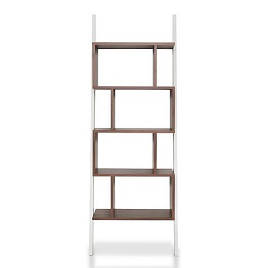 ENITIAL STAR Lili Contemporary Wood 4-Shelf Bookcase in Light Walnut