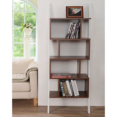 ENITIAL STAR Lili Contemporary Wood 4-Shelf Bookcase in Light Walnut