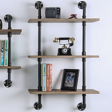 ENITIAL STAR Hollis Industrial Wood Wall Display Shelf in Natural