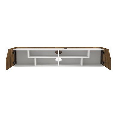 ENITIAL STAR Hart Wood 4-Shelf Floating TV Console in White