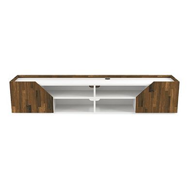 ENITIAL STAR Hart Wood 4-Shelf Floating TV Console in White