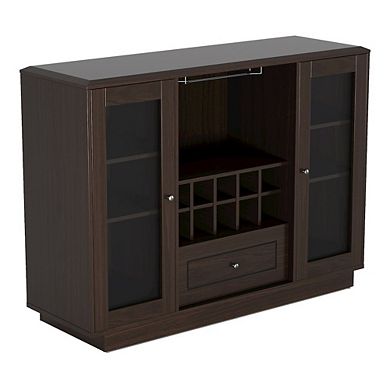ENITIAL STAR Bormie Contemporary Wood Multi-Storage Buffet in Espresso