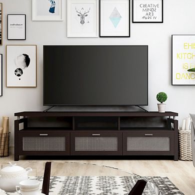 ENITIAL STAR Missie Contemporary Wood Multi-Storage TV Stand in Espresso