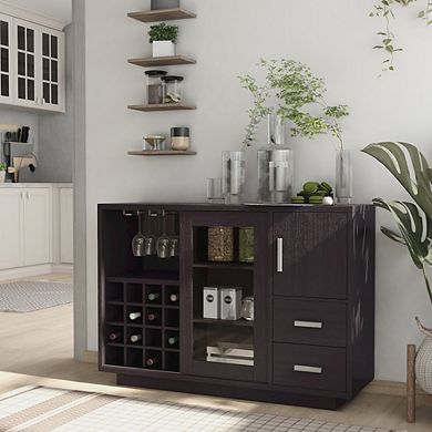 ENITIAL STAR Payton Contemporary Wood Multi-Storage Buffet in Cappuccino