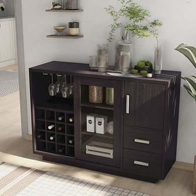 ENITIAL STAR Payton Contemporary Wood Multi-Storage Buffet in Cappuccino