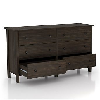 ENITIAL STAR Zillett Transitional Wood 6-Drawer Dresser in Brown Wenge