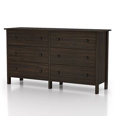 ENITIAL STAR Zillett Transitional Wood 6-Drawer Dresser in Brown Wenge