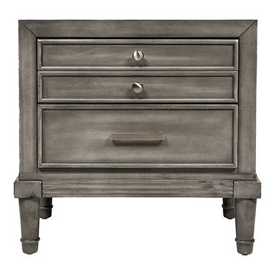ENITIAL STAR Cartagena Solid Wood 3-Drawer Nightstand in Gray