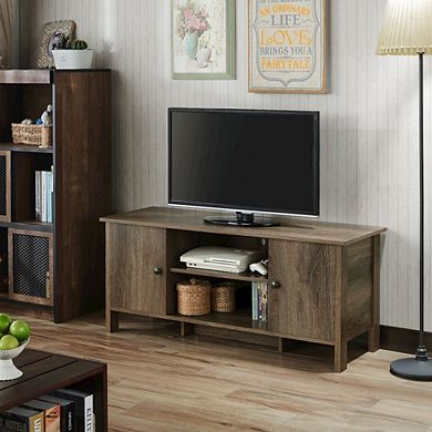 ENITIAL STAR Knisler Transitional Wood 47 TV Stand in Distressed Walnut
