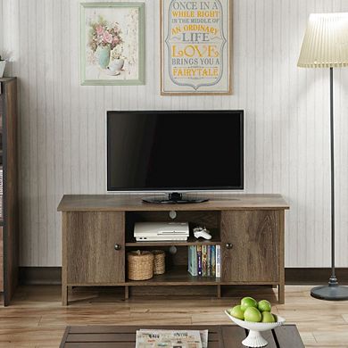 ENITIAL STAR Knisler Transitional Wood 47 TV Stand in Distressed Walnut