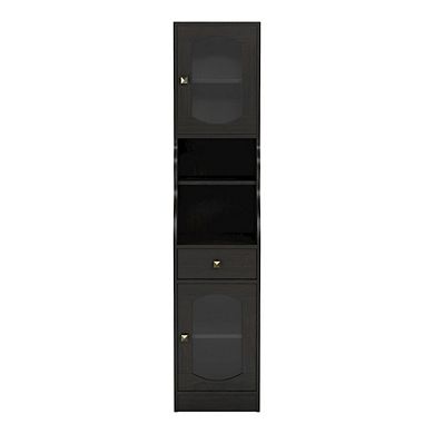ENITIAL STAR Elm Multi-Storage Wood Tower Cabinet in Espresso