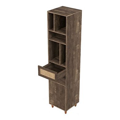 ENITIAL STAR Estel Rustic Wood Multi-Storage TV Tower in Reclaimed Oak