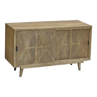 ENITIAL STAR Kanan Art Deco Solid Wood Sliding Door Buffet in Brown