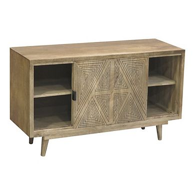 ENITIAL STAR Kanan Art Deco Solid Wood Sliding Door Buffet in Brown