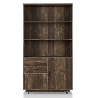 ENITIAL STAR Berto Farmhouse Wood 3-Shelf Bookcase in Reclaimed Oak