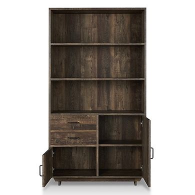 ENITIAL STAR Berto Farmhouse Wood 3-Shelf Bookcase in Reclaimed Oak