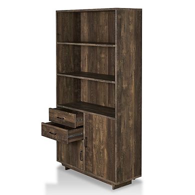ENITIAL STAR Berto Farmhouse Wood 3-Shelf Bookcase in Reclaimed Oak