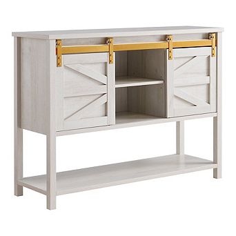 ENITIAL STAR Birch Wood Buffet with Sliding Door in White Oak