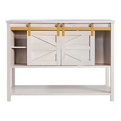 ENITIAL STAR Birch Wood Buffet with Sliding Door in White Oak