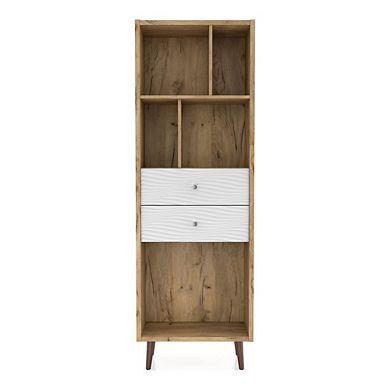 ENITIAL STAR Finn Mid-Century Modern Wood 2-Drawer Bookcase in Light Oak