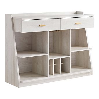 ENITIAL STAR Flyn Wood Multi-Storage Wine Cabinet in White Oak