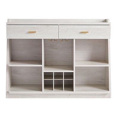 ENITIAL STAR Flyn Wood Multi-Storage Wine Cabinet in White Oak