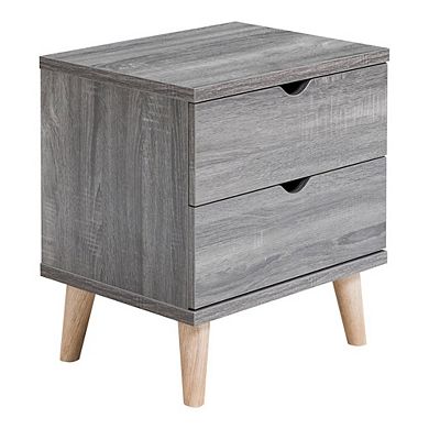 ENITIAL STAR Massenburg II 2-Drawer Wood Nightstand, Distressed Gray