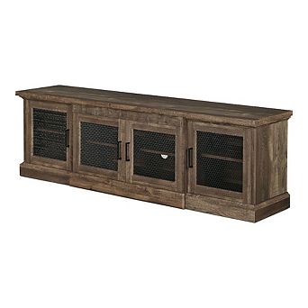 ENITIAL STAR Einez Transitional Wood 6-Shelf TV Stand in Reclaimed Oak