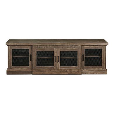 ENITIAL STAR Einez Transitional Wood 6-Shelf TV Stand in Reclaimed Oak