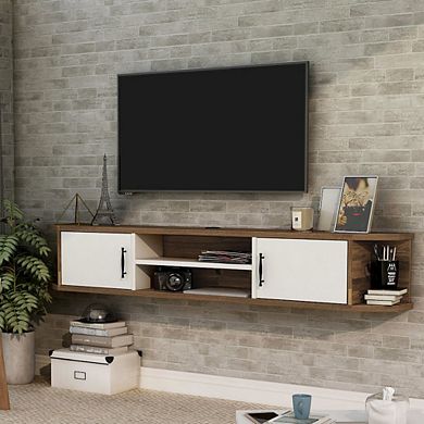 ENITIAL STAR Thurles 2-Door Wood White Floating TV Console