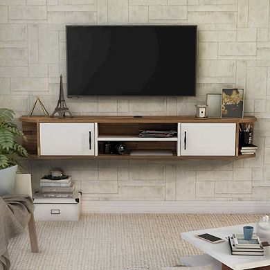 ENITIAL STAR Thurles 2-Door Wood White Floating TV Console