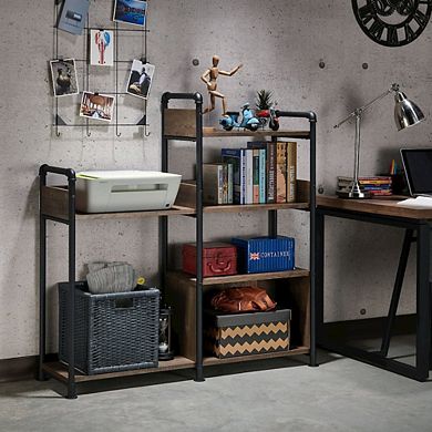 ENITIAL STAR Gaile 6-Shelf Wood Adult Bookcase, Reclaimed Oak