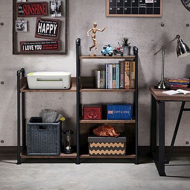ENITIAL STAR Gaile 6-Shelf Wood Adult Bookcase, Reclaimed Oak