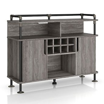 ENITIAL STAR Yeselin Vintage Gray Oak Buffet with 2 Shelves