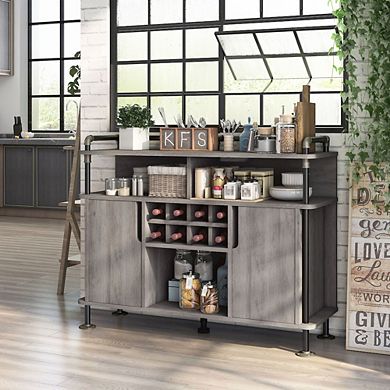 ENITIAL STAR Yeselin Vintage Gray Oak Buffet with 2 Shelves