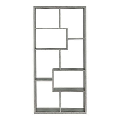 ENITIAL STAR Twain Contemporary 10-Shelf Geometric Bookcase, Vintage Gray Oak