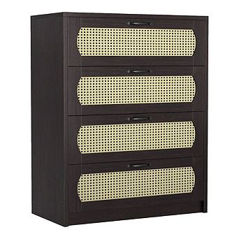 ENITIAL STAR Oscule Transitional Wood 4-Drawer Chest in Espresso