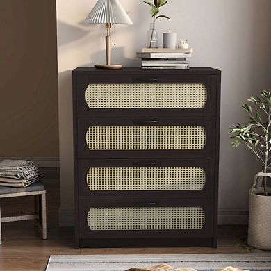 ENITIAL STAR Oscule Transitional Wood 4-Drawer Chest in Espresso