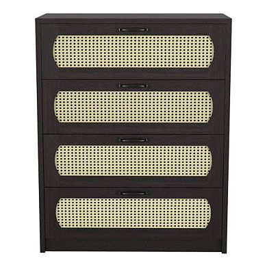 ENITIAL STAR Oscule Transitional Wood 4-Drawer Chest in Espresso