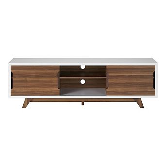 ENITIAL STAR Neva 6-Shelf Wood 63 TV Stand with Sliding Door, White