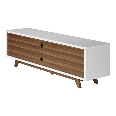 ENITIAL STAR Neva 6-Shelf Wood 63 TV Stand with Sliding Door, White