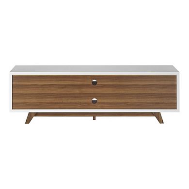 ENITIAL STAR Neva 6-Shelf Wood 63 TV Stand with Sliding Door, White
