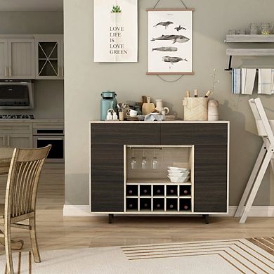 ENITIAL STAR Tarian Wood 10-Bottle Buffet Server in Natural Oak