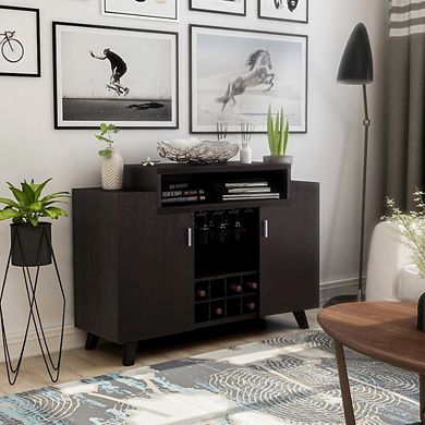 ENITIAL STAR Pahrump Mid-Century Wood Wine Storage Buffet in Cappuccino