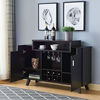 ENITIAL STAR Pahrump Mid-Century Wood Wine Storage Buffet in Cappuccino