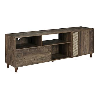 ENITIAL STAR Estel Rustic Wood Storage 70-Inch TV Stand in Reclaimed Oak