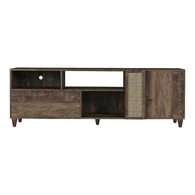 ENITIAL STAR Estel Rustic Wood Storage 70-Inch TV Stand in Reclaimed Oak
