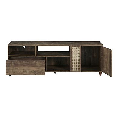 ENITIAL STAR Estel Rustic Wood Storage 70-Inch TV Stand in Reclaimed Oak